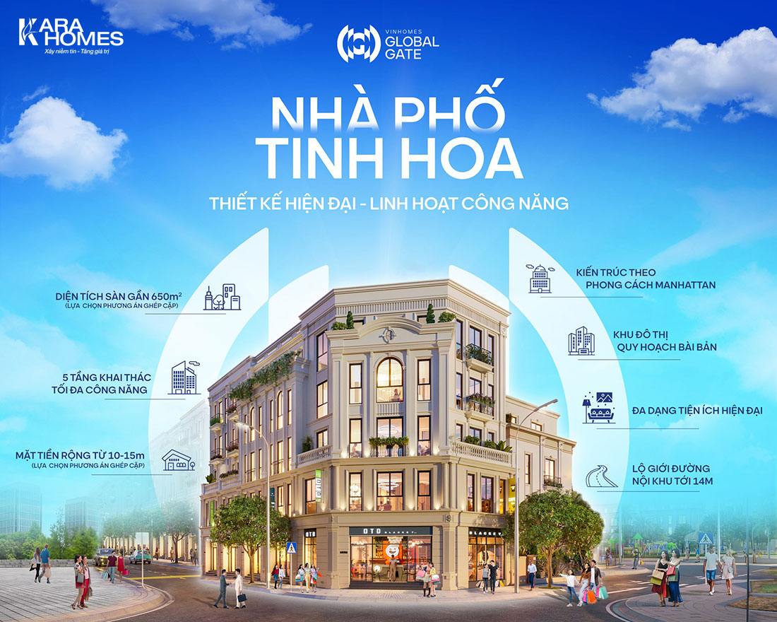 Nhà phố Vinhomes Global Gate linh hoạt công năng sử dụng.