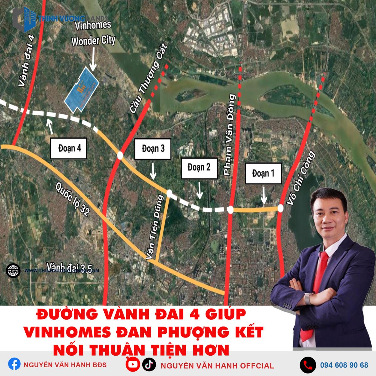 Đường Vành đai 4 giúp Vinhomes Đan Phượng kết nối thuận tiện hơn