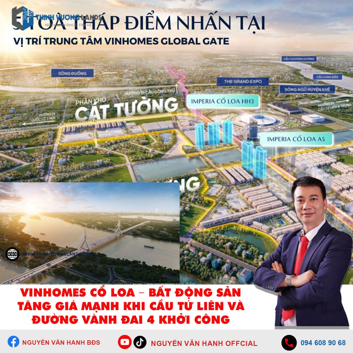Vinhomes Cổ Loa – Bất Động Sản Tăng Giá Mạnh Khi Cầu Tứ Liên Và Đường Vành Đai 4 Khởi Công